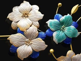 Đồng Hồ Treo Tường 3D Hình Hoa Lá Mã - Trang Trí Nội Thất Hiện Đại, Sang Trọng, Phong Cách Tinh Tế, Kích Thước 100x48 cm