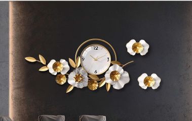 Đồng Hồ Treo Tường Decor Hoa Mai Vàng - Thiết Kế Hiện Đại, Sang Trọng, Kích Thước 93x45cm, Trang Trí Phòng Khách Ấn Tượng