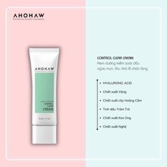 Kem Dưỡng Kiểm Soát Dầu Ahohaw Control Clear Cream - Hỗ trợ Giảm Mụn, Cân Bằng Da, Thẩm Thấu Nhanh, Dành Cho Da Dầu, Da Mụn 50ml