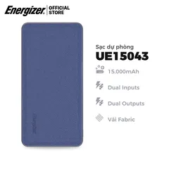 Pin sạc dự phòng Energizer 15000mAh UE15043 - Thiết kế hiện đại, Lithium Polymer, sạc nhanh cho smartphone và thiết bị di động