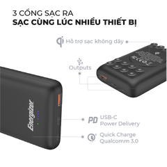 Pin Sạc Dự Phòng Không Dây 10000mAh Energizer QP10000PQBK - Sạc Nhanh Qi, Thiết Kế Gọn Nhẹ, Dùng Cho Smartphone Và Thiết Bị Di Động