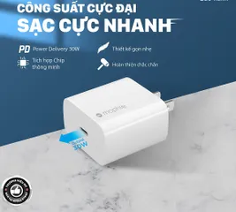 Sạc nhanh Mophie Power Delivery 30W USB-C GaN - Phụ kiện sạc cao cấp, thiết kế nhỏ gọn, tương thích iPhone 13 và các thiết bị PD khác.