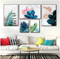 Set 5 Tranh Canvas Nghệ Thuật Họa Tiết Lá - Trang Trí Nội Thất Hiện Đại Cho Phòng Khách, Phòng Ngủ, Văn Phòng