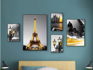 Set 5 Tranh Treo Tường Châu Âu Hiện Đại - Bộ Nghệ Thuật Trang Trí Sang Trọng Cho Phòng Khách, Phòng Ngủ Nội Thất Ấm Cúng