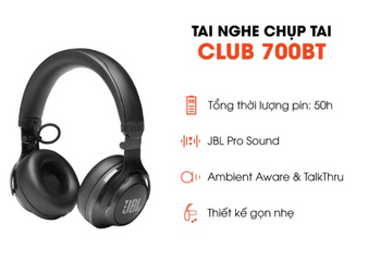 Tai nghe chụp tai Bluetooth JBL CLUB700BT - Kháng ồn, Thời gian sử dụng 50 giờ, Âm thanh chất lượng cao, Bảo hành 6 tháng