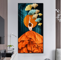 Tranh treo tường tráng gương nghệ thuật hình cô gái 30x60cm - Trang trí nội thất phong cách hiện đại, quà tặng độc đáo cho mọi không gian