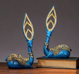 Tượng Trang Trí Cặp Hươu Phong Thủy - Decor Phòng Khách Sang Trọng, Tài Lộc, Sức Khỏe - Màu Vàng Xanh, Chất Liệu Cao Cấp