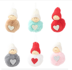 Set 3 Búp Bê Bông Treo Trang Trí Họa Tiết Trái Tim Đáng Yêu - Decor Nhà Cửa Mềm Mại, Nhiều Màu sắc