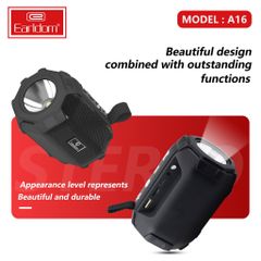 Loa Bluetooth Earldom A16 Tích Hợp Đèn Pin 2 Trong 1 - Âm Thanh Mạnh Mẽ, Thích Hợp Đi Ngoài Trời, Picnic, Tổ Chức Tiệc