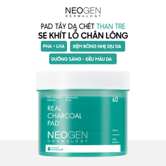 Miếng Tẩy Da Chết Than Tre Neogen Dermalogy Real Charcoal Pad - Hỗ Trợ Làm Sạch Lỗ Chân Lông, Da Mịn Màng, Hộp 60 Miếng