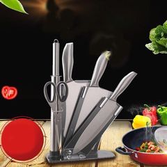 Bộ Dao Inox Seki 6 Món Cao Cấp Nhật Bản - Bộ Dụng Cụ Nhà Bếp Bền Bỉ & Sắc Bén, Kèm Khay Đựng Sang Trọng