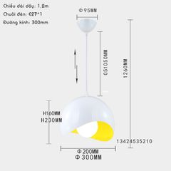 Đèn Trang Trí Thả Trần Hình Quả Trứng 30cm - Đèn LED Thiết Kế Đơn Giản Phù Hợp Quán Cà Phê, Bar, Nhà Hàng, Phòng Khách