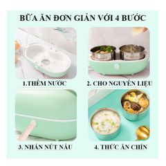 Hộp Cơm Điện Giữ Nhiệt Inox 2 Ngăn AD55 - Hâm Nóng Bằng Hơi Nước, Tiện Lợi Cho Mọi Người Dùng, Đồ Bếp Thiết Yếu