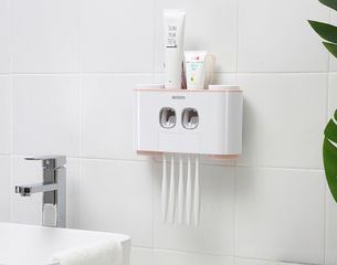 Hộp Nhả Kem Đánh Răng Tự Động Ecoco - Thiết Kế Treo Tường Dễ Dàng, 2 Ngăn Phân Loại Kem Đánh Răng Cho Gia Đình