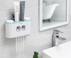 Hộp Nhả Kem Đánh Răng Tự Động Ecoco - Thiết Kế Treo Tường Dễ Dàng, 2 Ngăn Phân Loại Kem Đánh Răng Cho Gia Đình