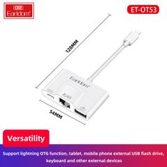 Jack Chuyển Lightning 3in1 Earldom OT53 - Kết Nối RJ45, USB 3.0, Tốc Độ Cao Cho iPhone, iPad, Phụ Kiện Số Chất Lượng