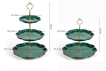 Kệ Sứ Nhiều Tầng Để Bánh Kẹo, Hoa Quả Xanh Ngọc Bích - Bộ Khay Sứ 2 & 3 Tầng Thiết Kế Hiện Đại, Sang Trọng Cho Bữa Tiệc