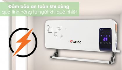 Máy Sưởi Gốm Rapido RCH2000 - Hẹn Giờ Thông Minh, Kiểu Dáng Sang Trọng, Công Suất 1000W-2000W, Lý Tưởng Cho Không Gian 15-20m2