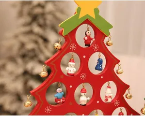 Mô Hình Cây Thông Noel Bằng Gỗ Cao Cấp - Trang Trí Giáng Sinh Độc Đáo, Chất Liệu Bền, Kích Thước 32cm, Màu Đỏ