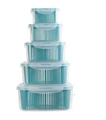 Set 5 hộp đựng thực phẩm có nắp đậy - Giải pháp tiện lợi cho tủ lạnh, bảo quản rau củ quả tươi ngon, tiết kiệm không gian