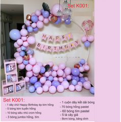 Set Bóng Trang Trí Sinh Nhật Cho Bé Khung Tròn Màu Pastel - Không Gian Tiệc Tùng Ấm Áp và Đặc Biệt
