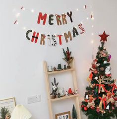 Set Dây Treo Trang Trí Giáng Sinh Có Đèn Nhấp Nháy - Bộ Dây Chữ Merry Christmas & Hình Cây Thông Hiện Đại