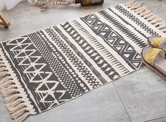 Thảm Boho 90x60cm Họa Tiết Tối Giản Cho Phòng Khách, Phòng Ngủ - Dễ Vệ Sinh, Chất Liệu Cotton Thân Thiện Với Môi Trường