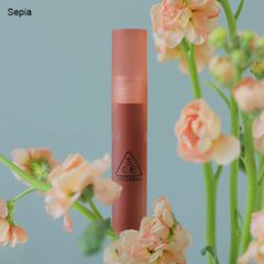 Son kem 3CE Blur Water Tint Sepia Đỏ Gạch Đậm - Son Môi Tint Dưỡng Ẩm Cho Mọi Tông Da, Chất Kem Mịn, Lâu Trôi, Thời Trang