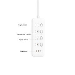 Ổ cắm Xiaomi MiJia Power Strip 4 ổ cắm & 4 công tắc, thiết bị tiết kiệm điện năng và bảo vệ an toàn cho gia đình