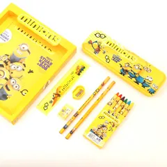 Bộ Dụng Cụ Học Tập 7 Món Kèm Hộp Hoạt Hình Elsa, Minion, Pony - Quà Tặng Học Tập Đẹp, Thú Vị Cho Trẻ Em