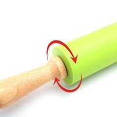 Cây Cán Bột Silicon Siêu Bền Dụng Cụ Làm Bánh An Toàn, Không Dính, Thiết Kế Cán Gỗ - Dụng Cụ Nhà Bếp Chất Lượng