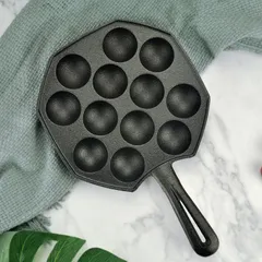 Chảo Nướng Bánh Takoyaki Không Dính 12 Lỗ - Dụng Cụ Làm Bánh Nhật Bản Bằng Hợp Kim Chất Lượng Cao