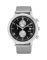 Đồng hồ Citizen nam dây lưới bạc mặt đen AN3610-80E