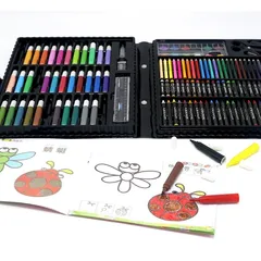 Hộp Bút Sáp và Bút Chì Màu Học Tập 150 Chi Tiết - Bộ Dụng Cụ Vẽ An Toàn Cho Trẻ Em Thỏa Sức Sáng Tạo