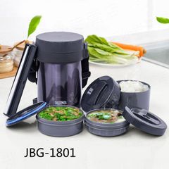 Hộp đựng cơm giữ nhiệt Thermos Nhật Bản JBG-1801 - Thiết kế 3 ngăn tiện lợi bằng thép không gỉ, giữ nóng 6 giờ, dễ dàng mang theo.