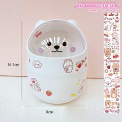 Hộp Đựng Rác Mini Để Bàn Hình Gấu Trắng & Mèo Vàng Kèm Sticker Dễ Thương - Tiện Lợi Cho Không Gian Làm Việc