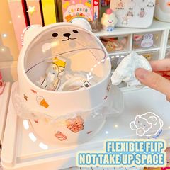 Hộp Đựng Rác Mini Để Bàn Hình Gấu Trắng & Mèo Vàng Kèm Sticker Dễ Thương - Tiện Lợi Cho Không Gian Làm Việc