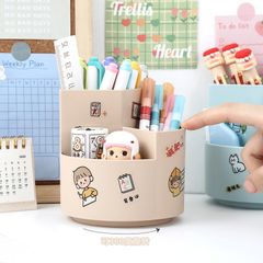 Kệ Nhựa Mini 3 Ngăn Đựng Đồ - Trang Trí Bàn Văn Phòng Kèm 25 Sticker Độc Đáo, Tiện Dụng 12x12cm