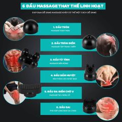 Máy massage cầm tay đa năng KINGTECH KT-1768 - Thiết bị chăm sóc sức khỏe, 6 đầu massage, relief nhức mỏi hiệu quả tại nhà