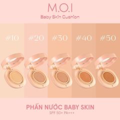 Phấn Nước M.O.I Baby Skin Cushion SPF 50+/PA+++ - Phấn Trang Điểm 5 in 1 Chống Nắng Dưỡng Ẩm, Lớp Nền Hoàn Hảo, Bền Màu 8 Giờ