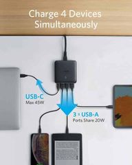 Sạc Anker A2045 Powerport III Slim 65W 4 cổng (PD+3USB) - Sạc nhanh, thiết kế nhỏ gọn, tiện lợi cho điện thoại và laptop