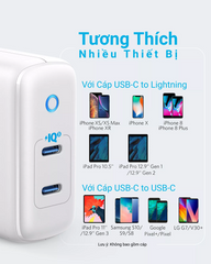 Sạc Anker Powerport III Duo 36W A2628 - Bộ sạc nhanh 2 cổng USB-C PowerIQ 3.0 cho điện thoại và máy tính bảng, nhỏ gọn và tiện lợi