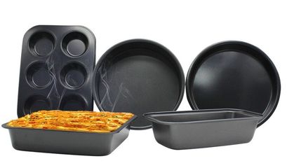 Set 5 Khuôn Nướng Bánh Thép Carbon Chống Dính - Bánh Pizza, Cupcake, Bông Lan - Dụng Cụ Làm Bánh Chất Lượng Cao