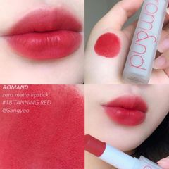 Son thỏi lì Romand New Zero Matte Lipstick 18 Đỏ Cam Đất - Chất Son Mịn, Bền Màu, Dưỡng Ẩm, Phù Hợp Mọi Tone Da