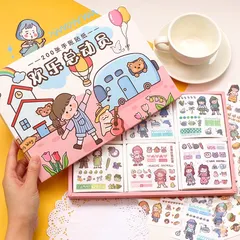 Set 200 Tấm Stickers Hình Dán Anime Dễ Thương Trang Trí Sổ Tay, Góc Học Tập - Chất Liệu Giấy và PET Chống Nước