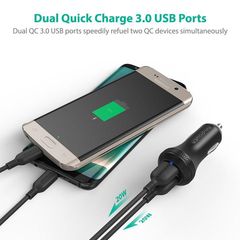 Tẩu Sạc Ô Tô RAVPower RP-VC007 - 2 Cổng Sạc Nhanh QC 3.0 và iSmart 2.0, Công Suất 40W, Chống Quá Nóng, An Toàn Cho Xe Hơi