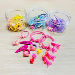 Hộp Thun Buộc Tóc Cho Bé 15 Chi Tiết - Bộ Phụ Kiện Dễ Thương Cho Bé Gái Đi Học, Đi Chơi, Chất Liệu Bền Bỉ, Tiện Lợi