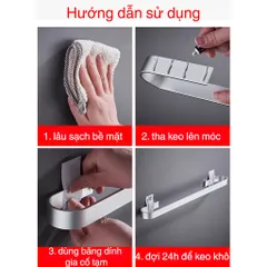 Thanh treo khăn tắm nhôm sơn tĩnh điện Hobby dán tường - Gọn nhẹ, tiện lợi cho phòng tắm, chất liệu nhôm không gỉ, dễ sử dụng