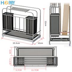 Kệ Đựng Đũa Thớt Đa Năng Hobby KDMT2 Với Khay Hứng Nước - Tiện Lợi Cho Nhà Bếp Gọn Gàng