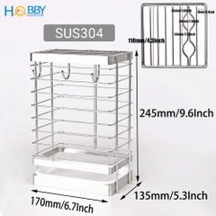 Kệ Đựng Dao Kéo Inox Hobby DD3M - Thiết Kế Gọn Gàng Kèm Móc Treo, Dễ Dàng Vệ Sinh, Giải Pháp Tối Ưu Cho Căn Bếp Bạn